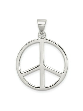 33mm x 24mm Solid 925 Sterling Silver Peace Symbol Pendant Charm